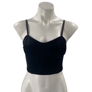 AMERICAN APPAREL grunge goth black velvet like crop top bustier sz SMALL